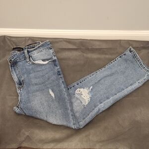 Kendall & Kylie Light Blue Distressed High Rise Straight Leg Jeans Size 5/27